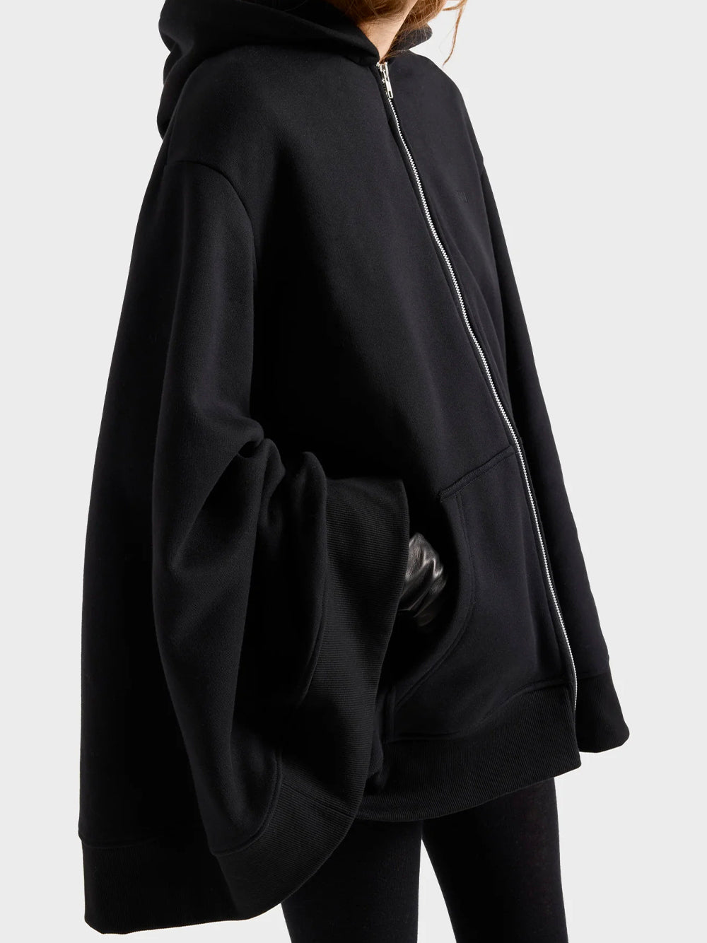 7 FOR ALL MANKIND-OVERSIZE ZIP HOODIE-7NHI0H87 U71HW BLACK