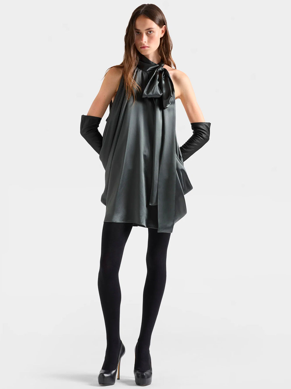 7 FOR ALL MANKIND-PETAL MINI DRESS-7NID0H71 U73Y7 QUICKSILVER