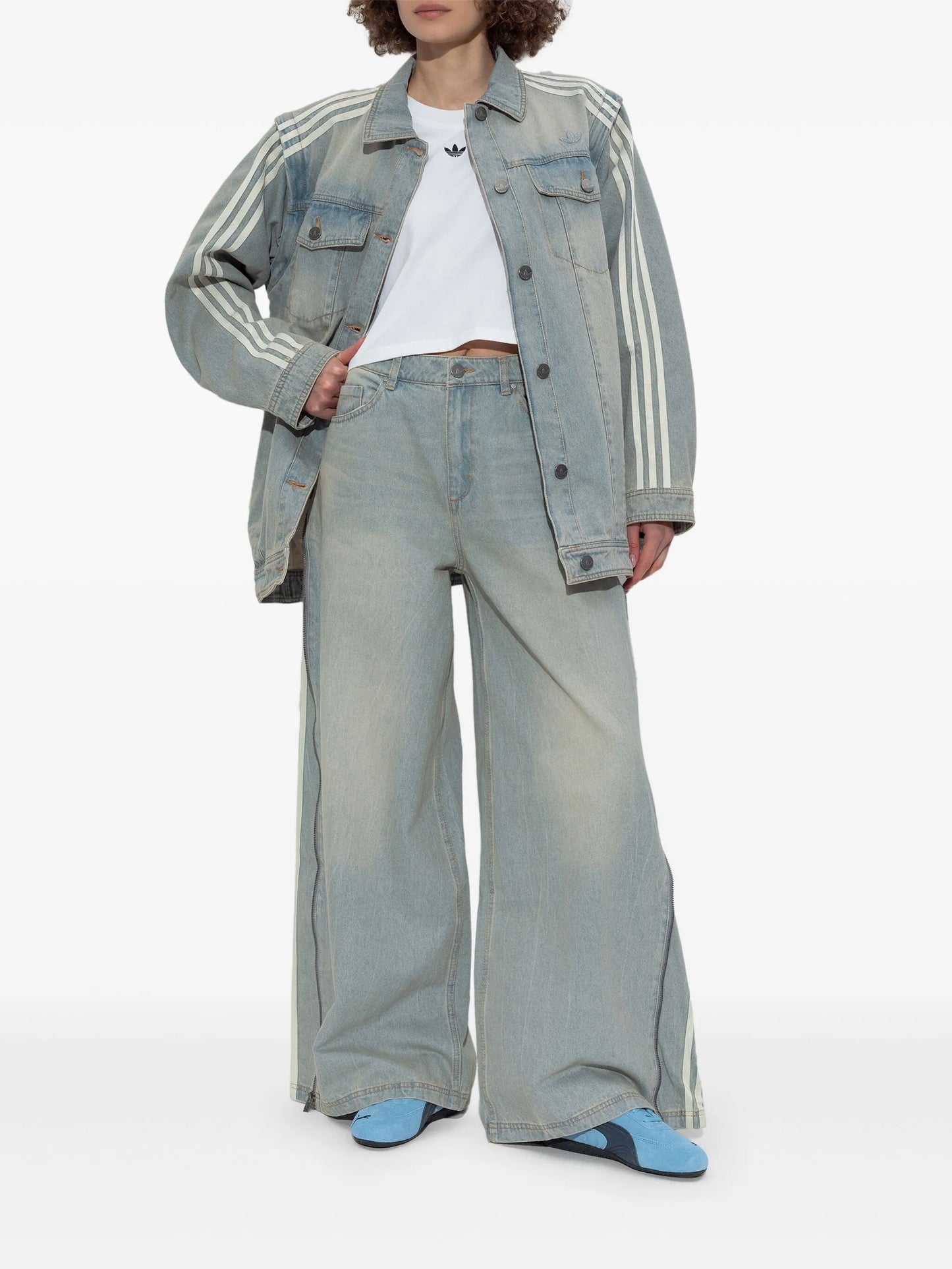 ADIDAS-DENIM ZIP PANT-JX9210 LGHDEN