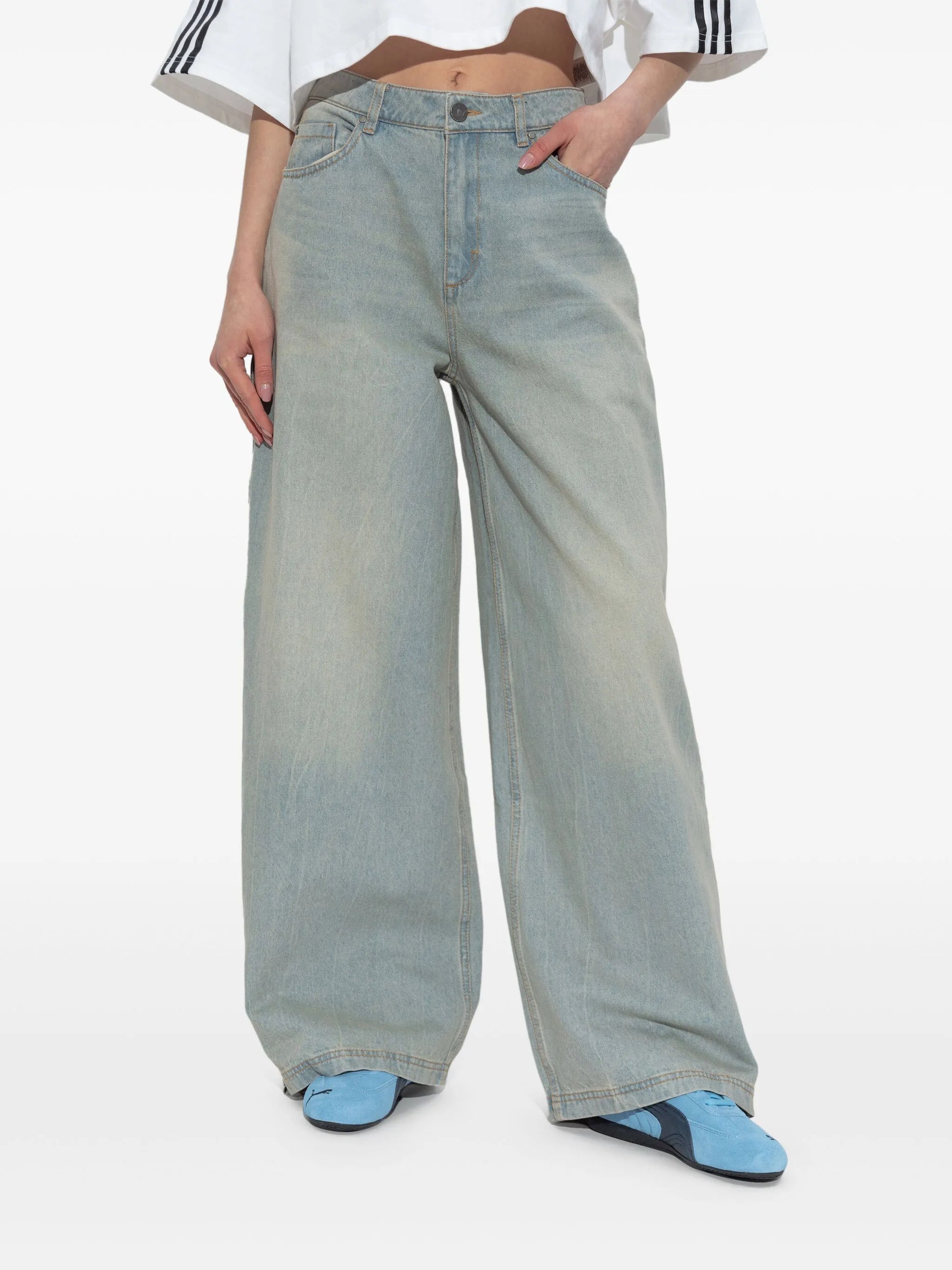 ADIDAS-DENIM ZIP PANT-JX9210 LGHDEN