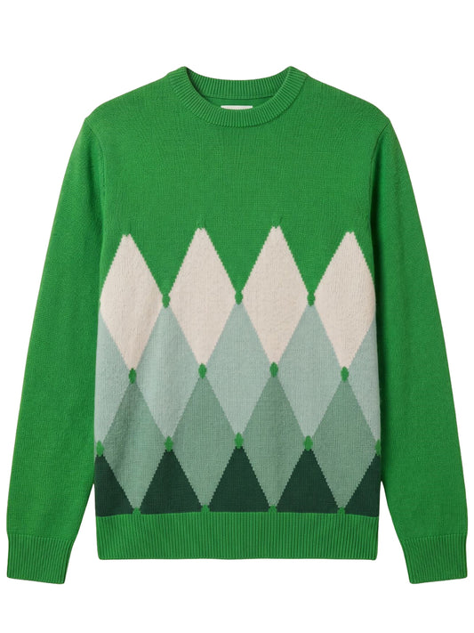 BALLANTYNE-R NECK PULLOVER 100% WS CLASSIC DIAMOND-B2P000 7K0A8 92533 BRIGHT GREE/VIRIDIS/ZEPHYR GRE