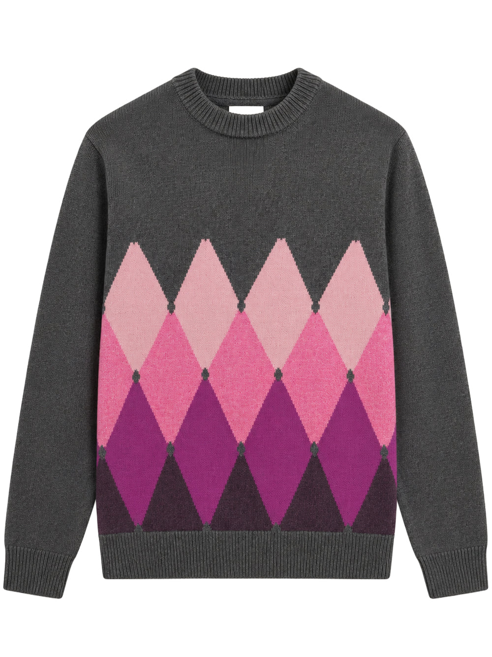 BALLANTYNE-R NECK PULLOVER 100% WS CLASSIC DIAMOND-B2P000 7K0A8 95033 DERBY GREY/ROYAL THISTLE/VIOLE