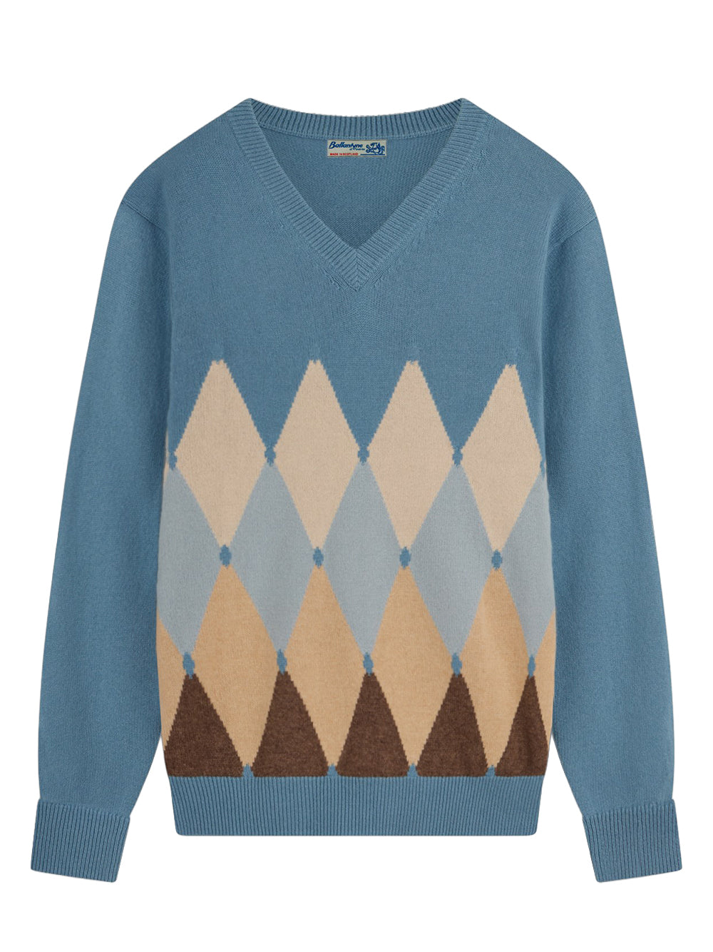 BALLANTYNE-V NECK PULLOVER 100% WS CLASSIC DIAMOND-B2P001 7K0A8 93019 DUSK BLUE/TORTORA/AVANA/ICE WA