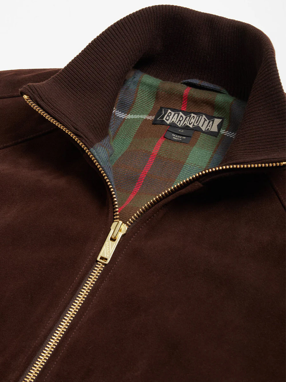 BARACUTA-RUGGED SUEDE TRACK JACKET-BRCPS1215 7010 BROWN CIGAR