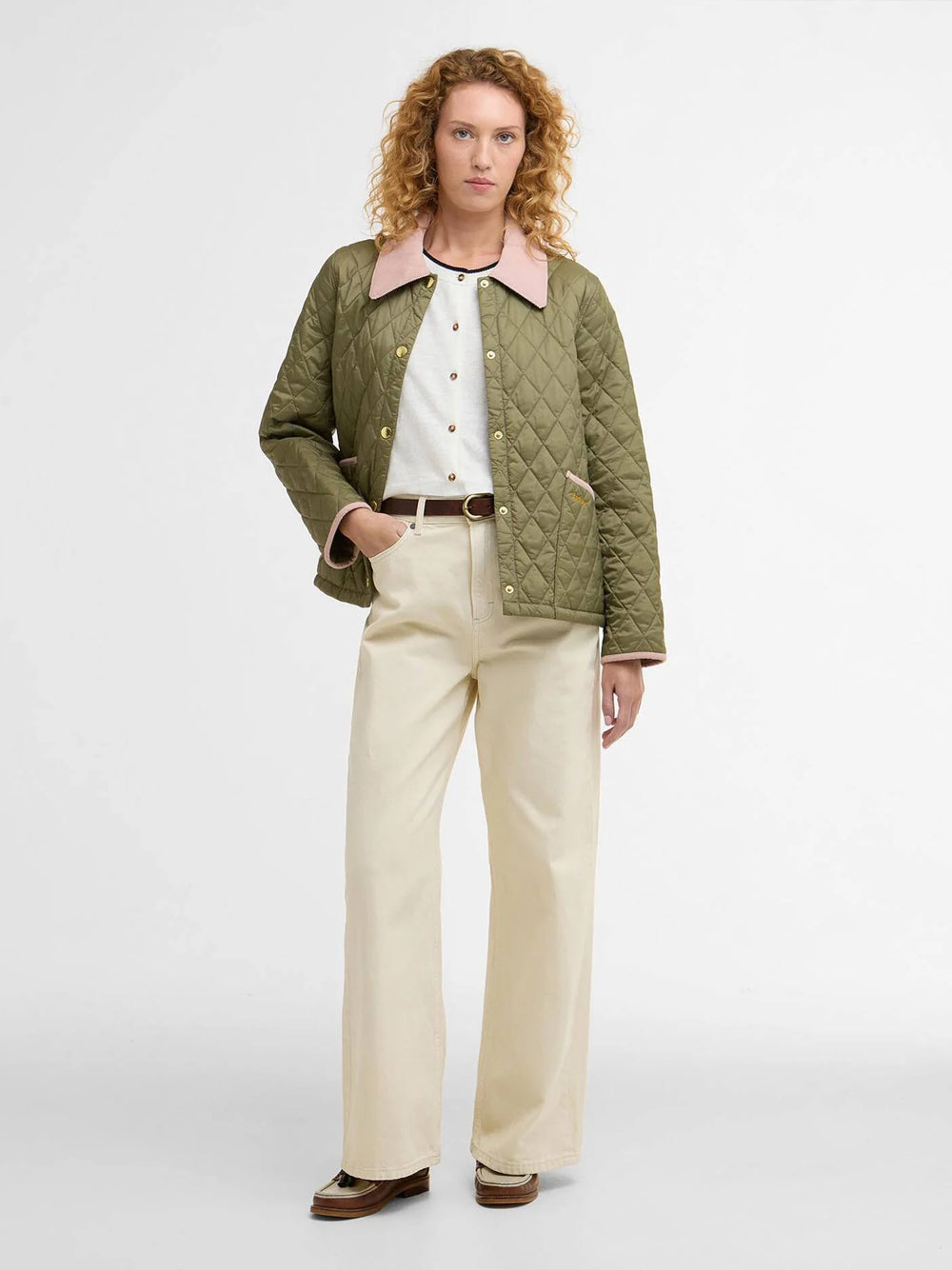 BARBOUR-ICONS LIDDESDALE QUILT JKT-LQU1851 GN14 BLEACHED OLIVE/ANCIENT/GARDENIA