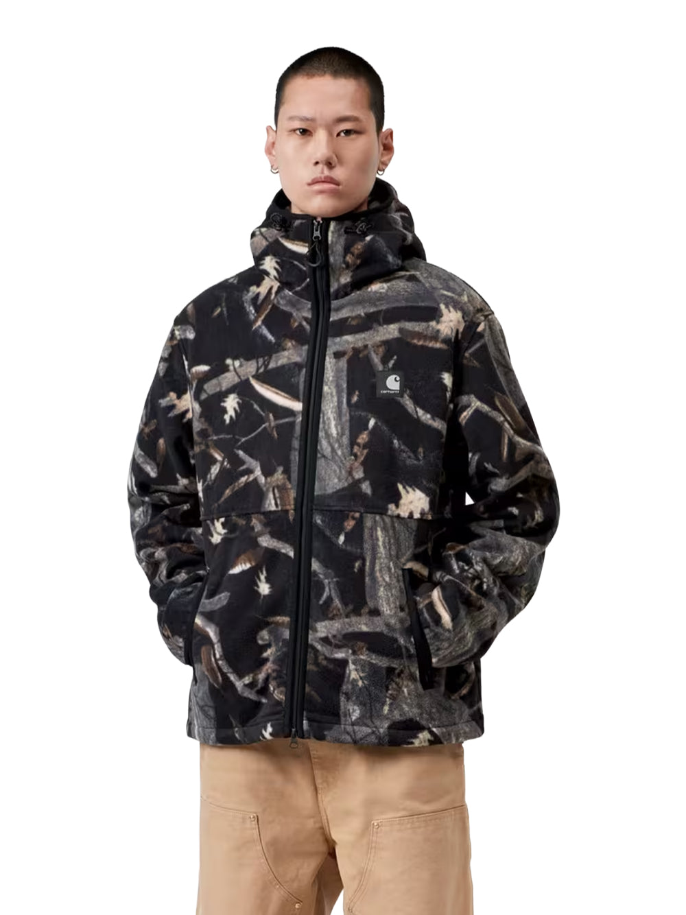 CARHARTT WIP-BLEVIN LINER-I035310 3X5XX CAMO FEATHER TREE, BLACK
