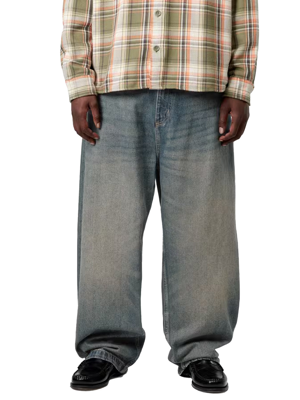 CARHARTT WIP-BRANDON PANT-I035893 014Q BLUE/WORN USED WASH