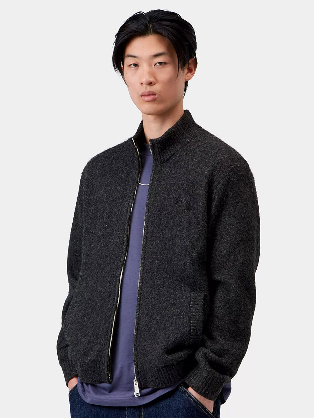 CARHARTT WIP-CURTIS SWEATER JACKET-I037033 3Z8XX TANGLED BLACK