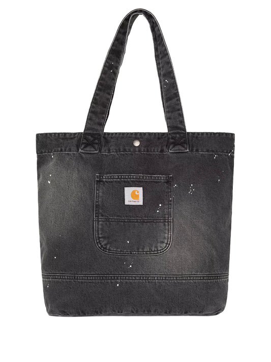 CARHARTT WIP-DENIM TOTE-I037032 89EJ BLACK DESTROY WASH SPLATTER