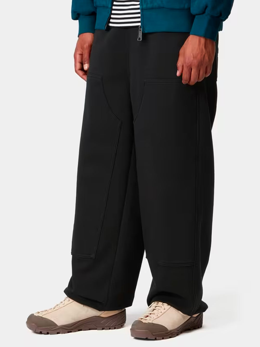 CARHARTT WIP-DOUBLE KNEE SWEAT PANT-I035546 8906 BLACK/STONE WASHED