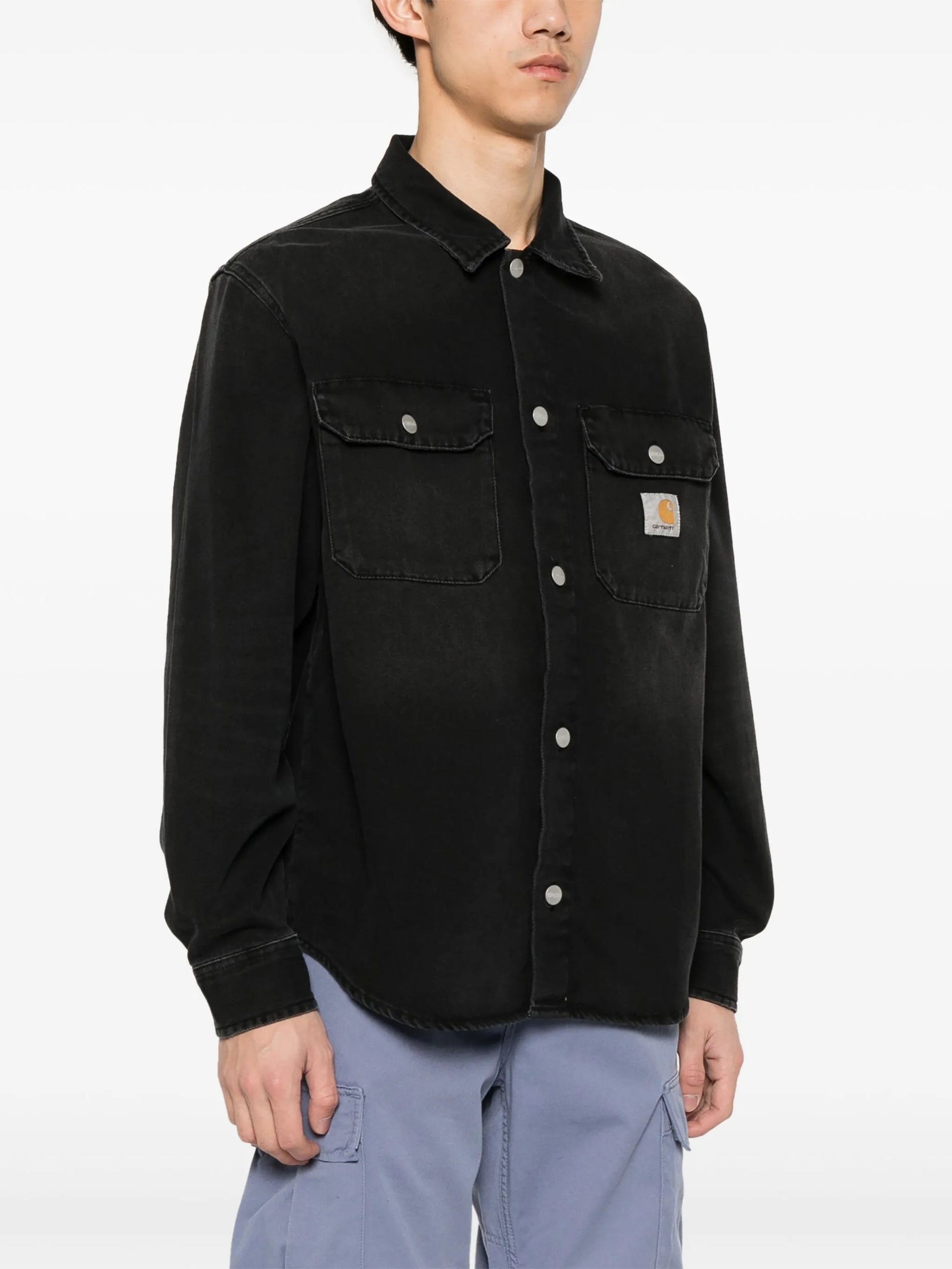 CARHARTT WIP-HARVEY SHIRT JACKET-I033346 BLACK DARK USED