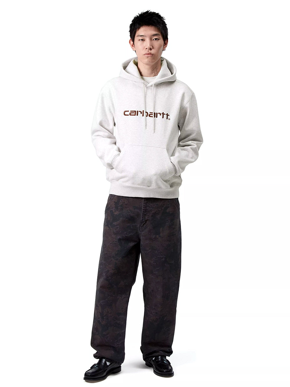 CARHARTT WIP-HOODED CARHARTT SWEATSHIRT-I030547 38HXX ASH HEATHER/RONDO