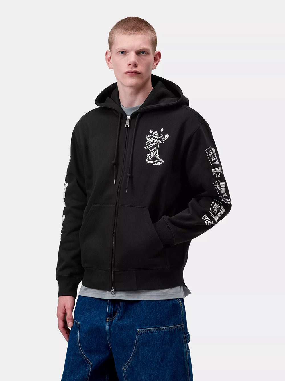 CARHARTT WIP-HOODED PLAYING CARDS JACKET-I036915 89XX BLACK