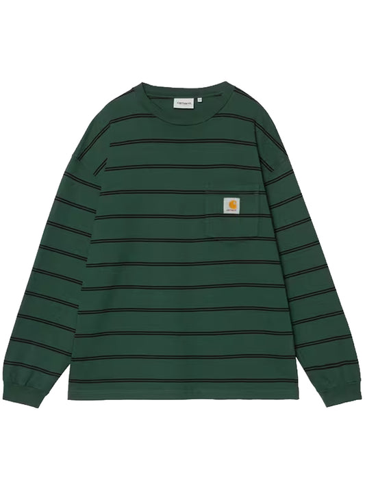 CARHARTT WIP-L/S CARDONA POCKET T-SHIRT-I037271 3VOGD CARDONA STRIPE, NATURAL/DARK SCARAB
