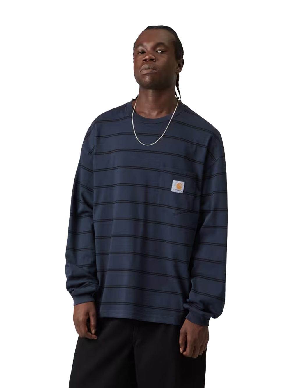 CARHARTT WIP-L/S CARDONA POCKET T-SHIRT-I037271 3VRGD CARDONA STRIPE, NATURAL/DARK NAVY