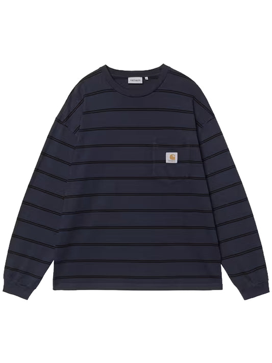 CARHARTT WIP-L/S CARDONA POCKET T-SHIRT-I037271 3VRGD CARDONA STRIPE, NATURAL/DARK NAVY