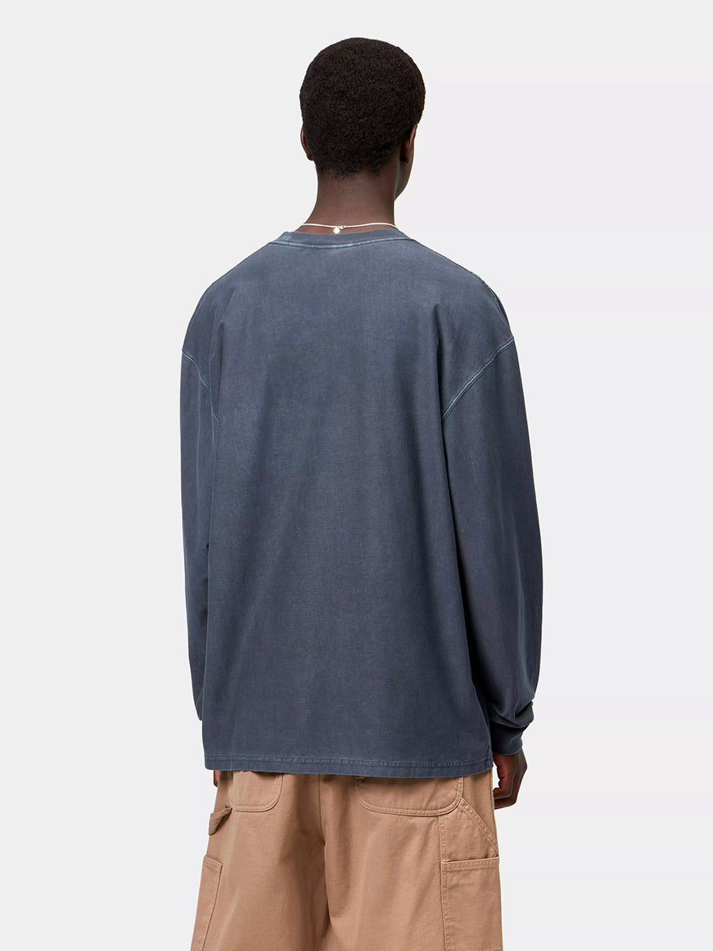 CARHARTT WIP-L/S LOOSE PCKET T-SHIRT-I036862 1CGD DARK NAVY GARMENT DYED