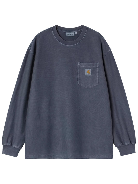 CARHARTT WIP-L/S LOOSE PCKET T-SHIRT-I036862 1CGD DARK NAVY GARMENT DYED
