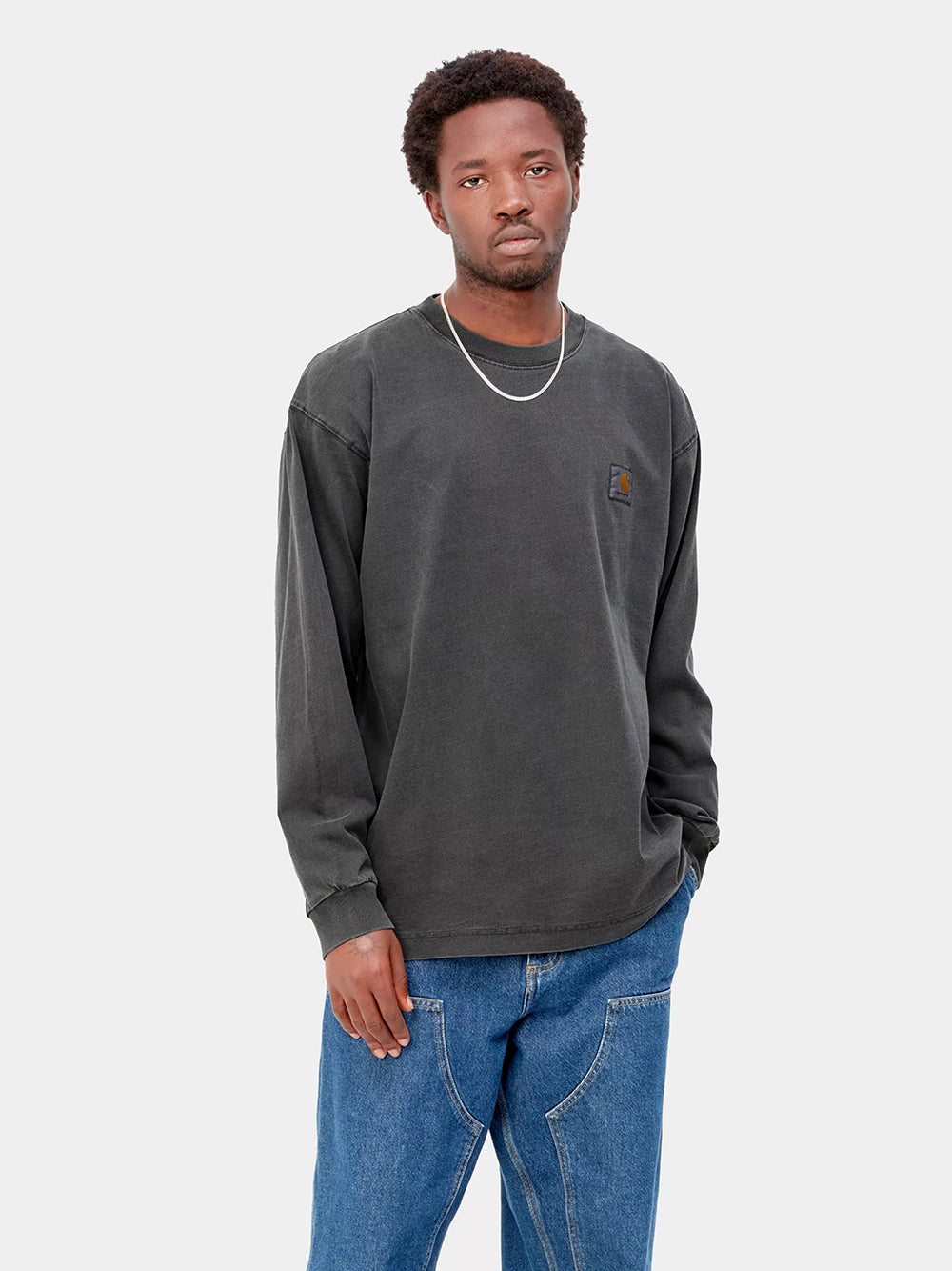 CARHARTT WIP-L/S NELSON T-SHIRT-I029948 89GD BLACK/GARMENT DYED