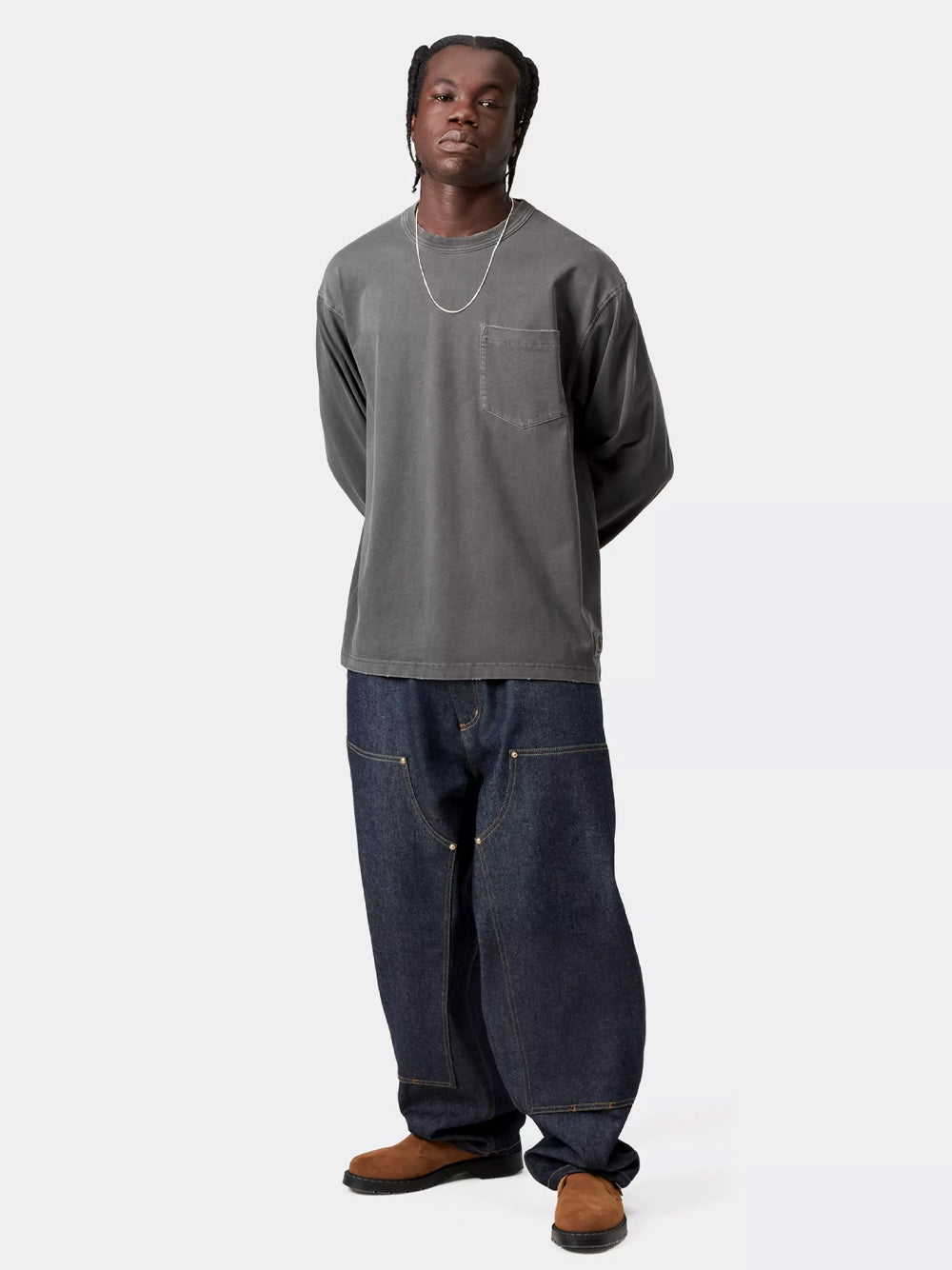 CARHARTT WIP-L/S TORION POCKET T-SHIRT-I035958 89B7 BLACK/GRIND WASH