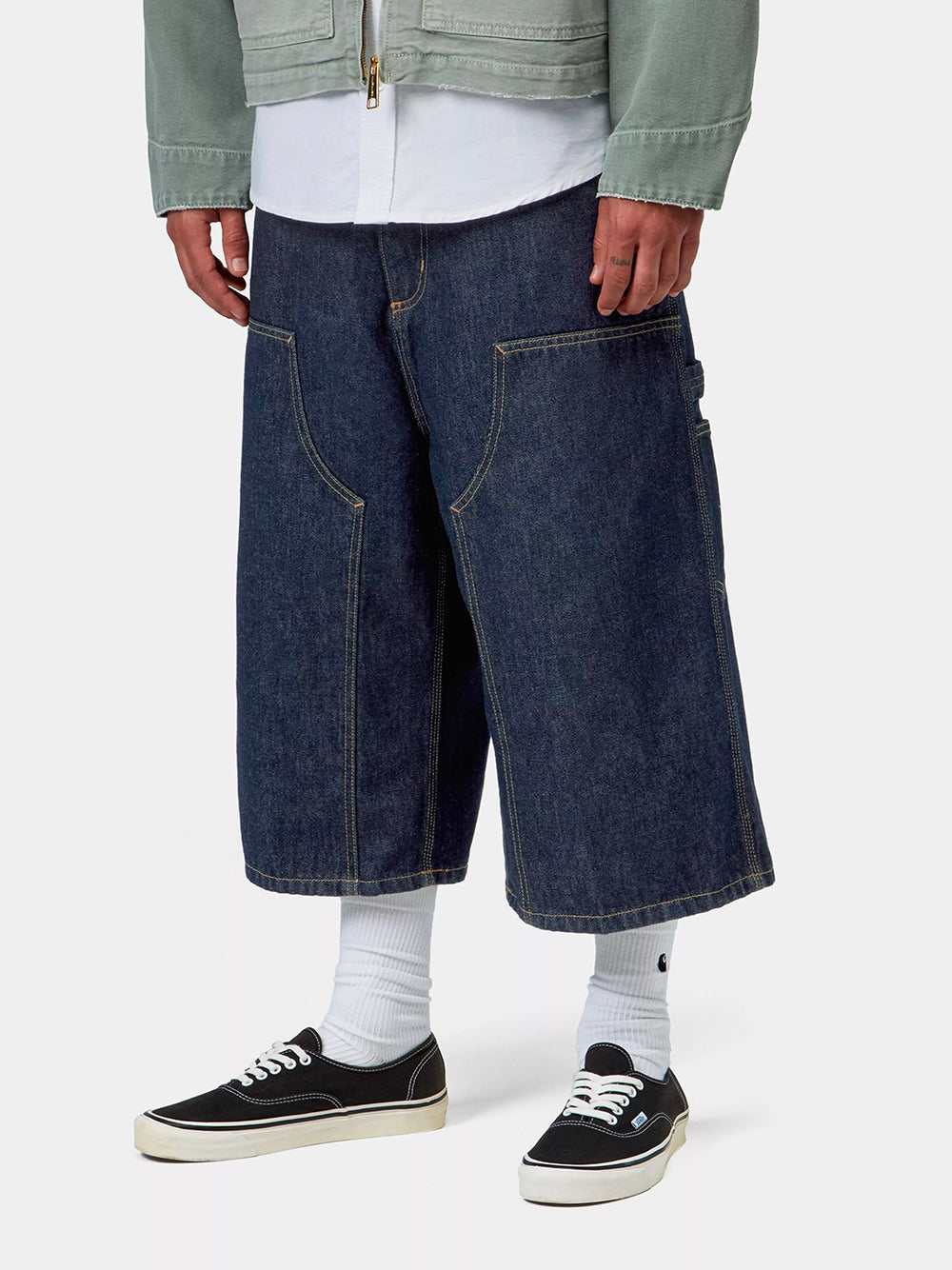 CARHARTT WIP-OG DOUBLE KNEE SHORT (LONG)-I037493 0102 BLUE RINSED