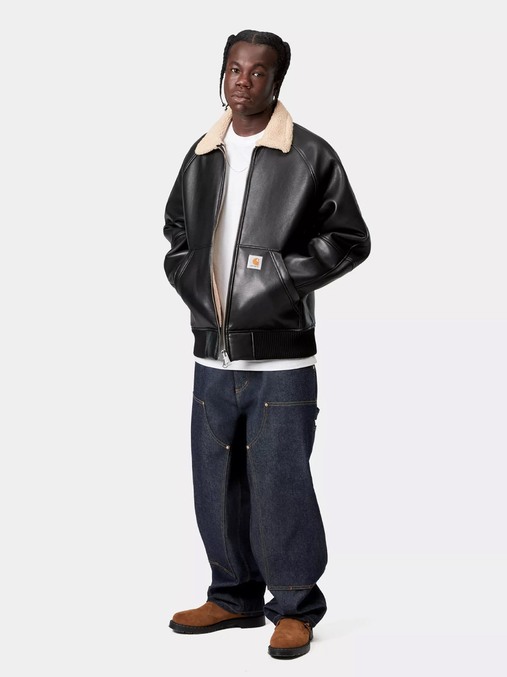 CARHARTT WIP-SHEPTON JACKET-I035974 1LMXX BLACK/NATURAL