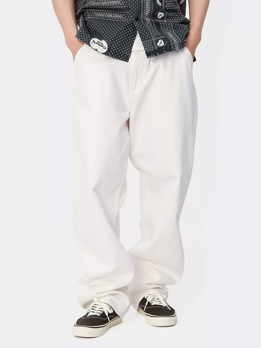 CARHARTT WIP-SINGLE KNEE PANT-I032024 0202 WHITE RINSED