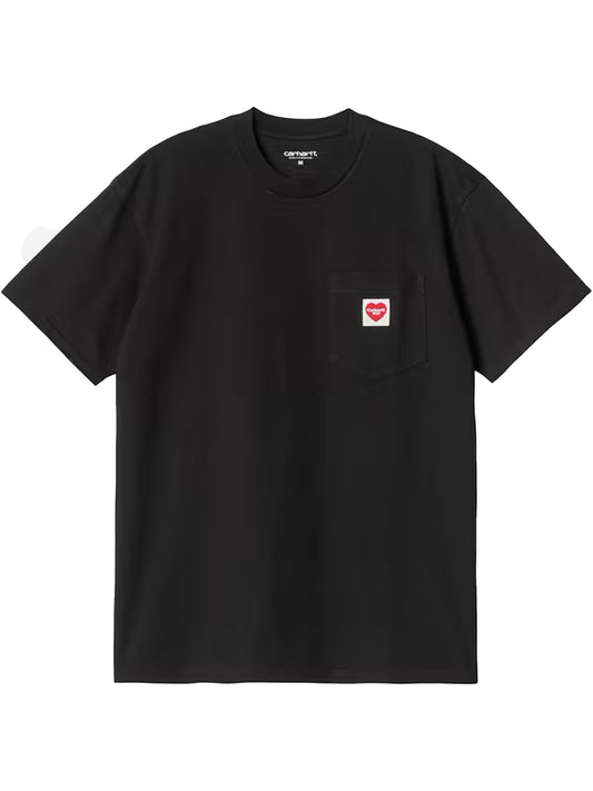 CARHARTT WIP-S/S POCKET HEART T-SHIRT-I032128 1V2XX BLACK/RED