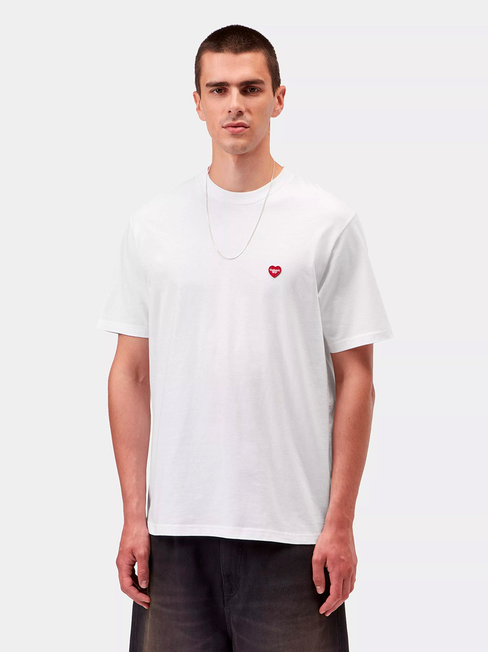 CARHARTT WIP-S/S SMALL HEART T-SHIRT-I037116 1WZXX WHITE/RED