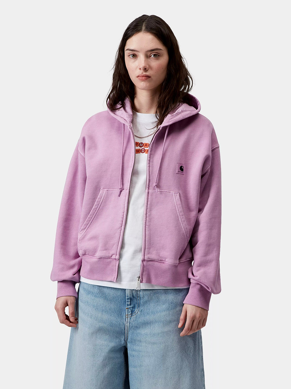 CARHARTT WIP-W` HOODED NELSON JACKET-I033830 3IBGD GENTLE PURPLE GARMENT DYED