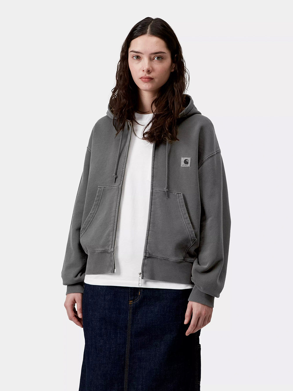 CARHARTT WIP-W` HOODED NELSON JACKET-I033830 89GD BLACK GARMENT DYED