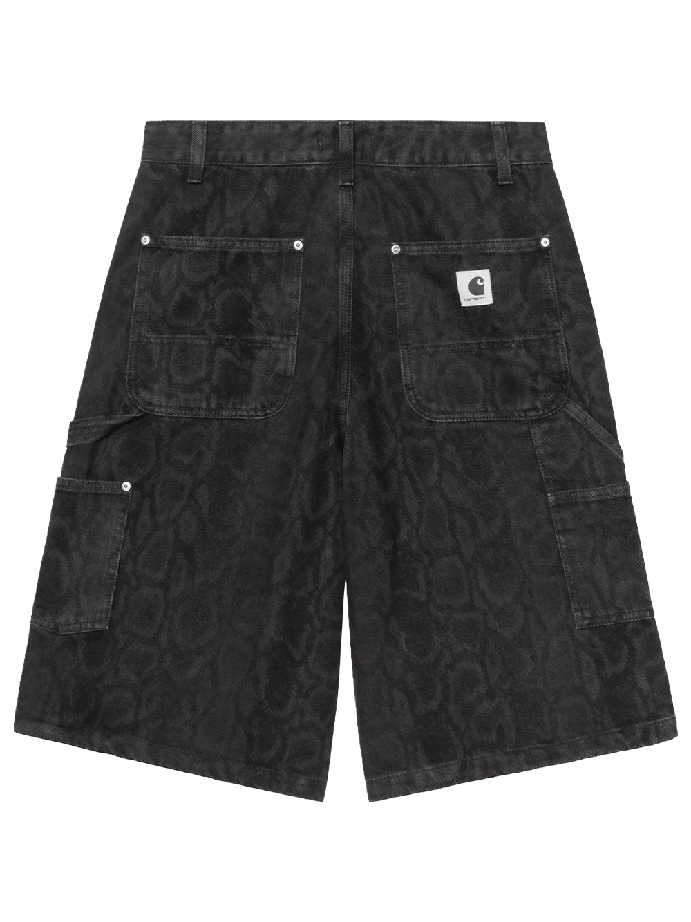 CARHARTT WIP-W` SNAKE NIXON DOUBLE KNEE SHORT-I036866 3R260 SNAKE CAMO/BLACK HEAVY STONE WASHED
