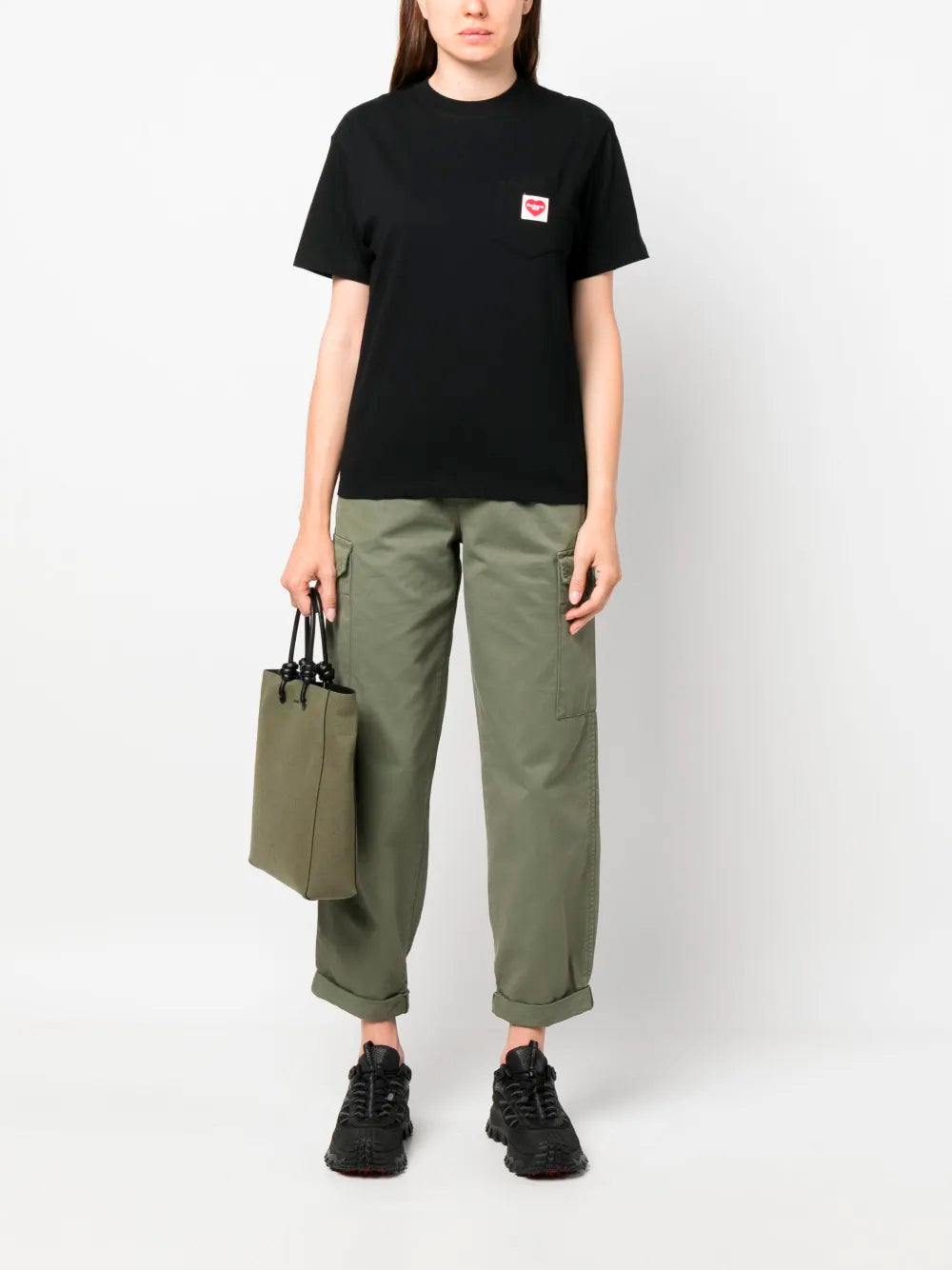 CARHARTT WIP-W` S/S POCKET HEART T-SHIRT-I032180 1V2XX BLACK/RED