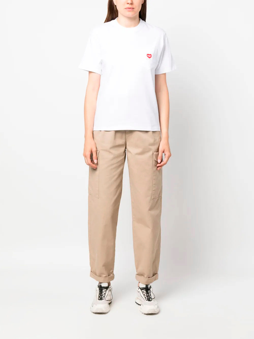 CARHARTT WIP-W` S/S POCKET HEART T-SHIRT-I032180 1WZXX WHITE/RED