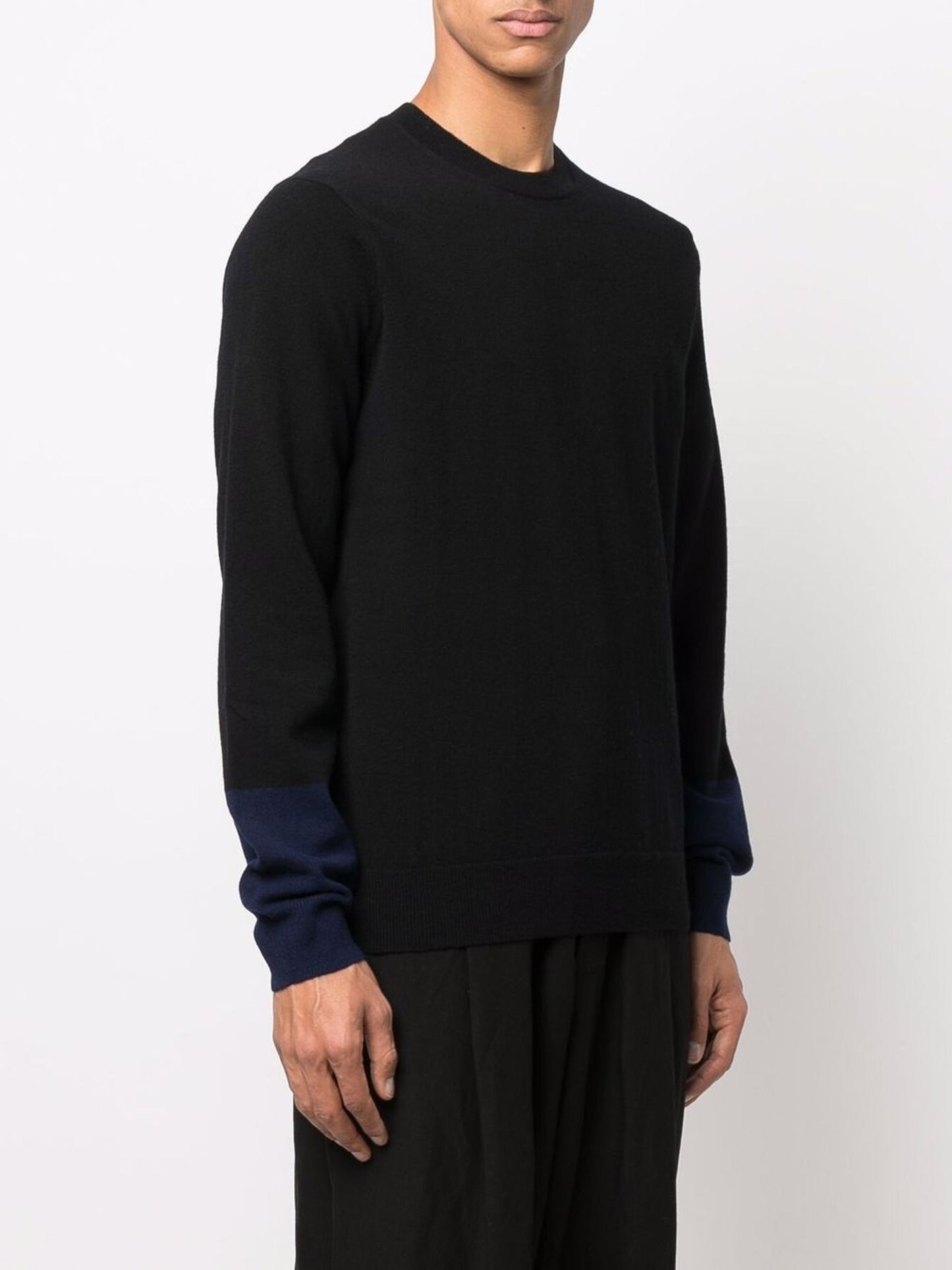 COMME DES GARÇONS-ROUNDNECK BICOLOR PULLOVER-FZ.N112.PER 1 BLACK/NAVY