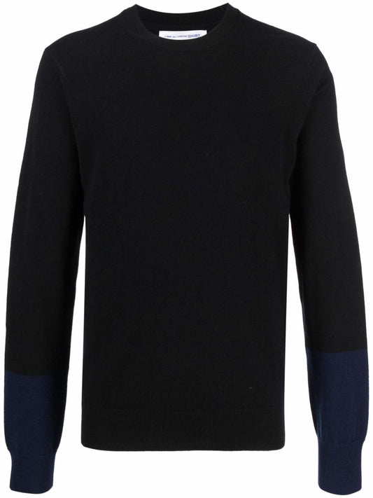 COMME DES GARÇONS-ROUNDNECK BICOLOR PULLOVER-FZ.N112.PER 1 BLACK/NAVY