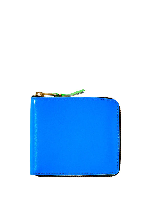COMME DES GARÇONS WALLET-SUPER FLUO FULL ZIP AROUND WALLET-SA7100SF BLUE
