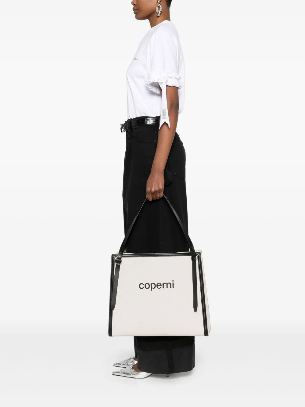 COPERNI-BRANDED CANVAS BELT TOTE BAG-COPBA77F2027 BEIGE