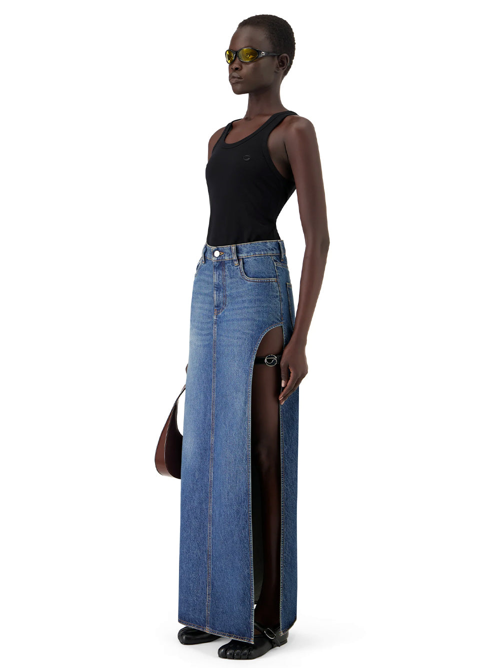 COPERNI-GARTER BELT DENIM SKIRT-COPJ101F2014 BLUE