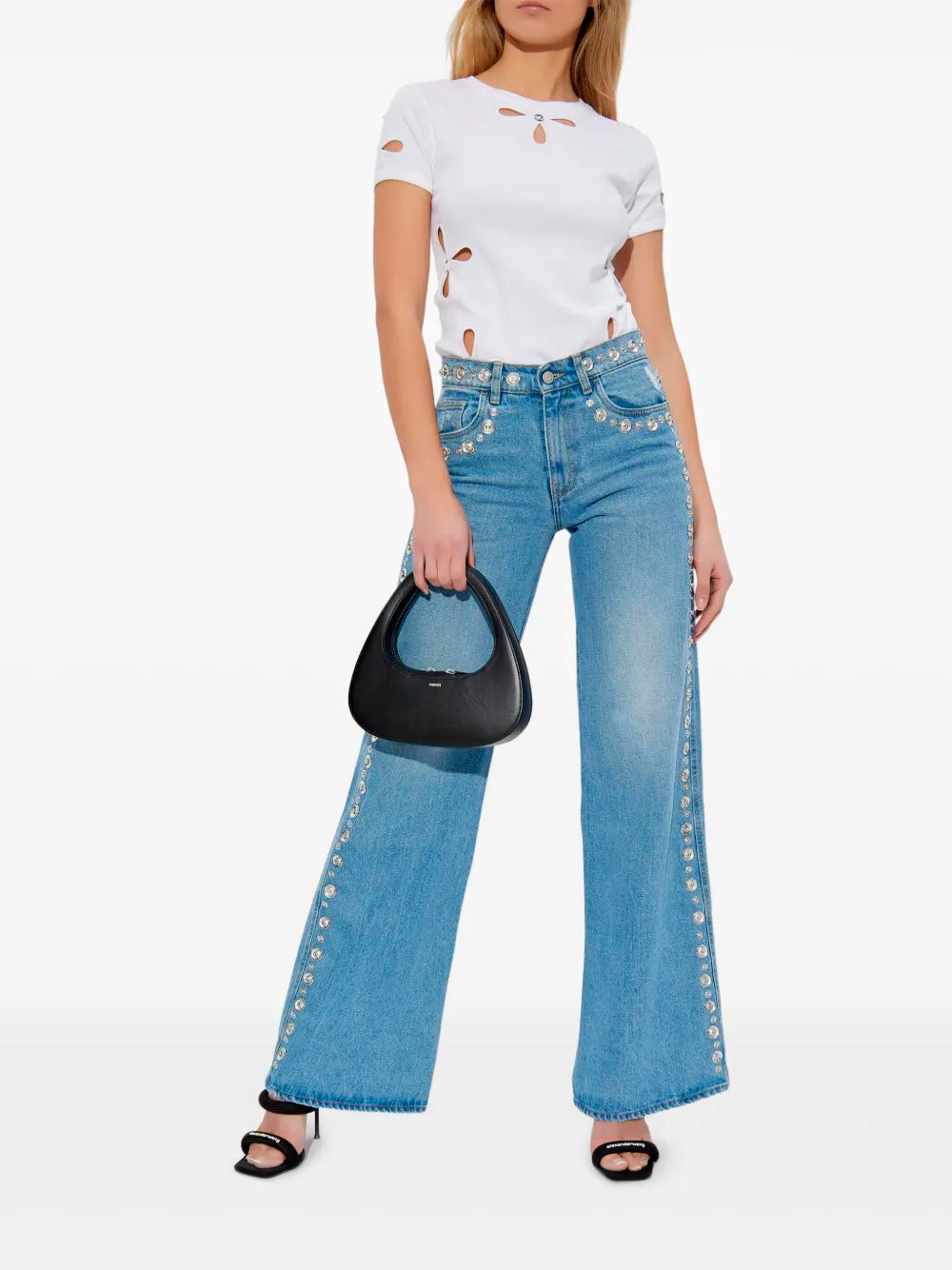 COPERNI-STUDDED WIDE LEG DENIM PANTS-COPP95STF2008 WASHED BLUE