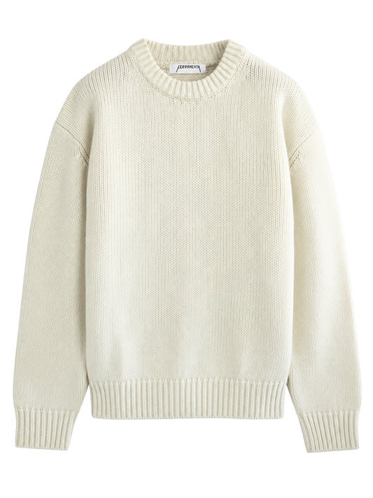 FERRAMENTA-CREWNECK CHUNKY WOOL-FMT30015 WHITE