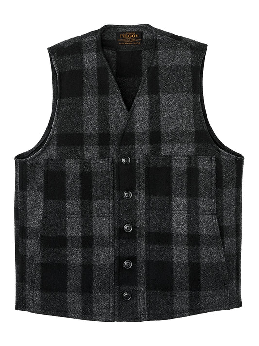 FILSON-MACKINAW WOOL VEST-FMGIL0059 1152 CHARCOAL/BLACK HERIT