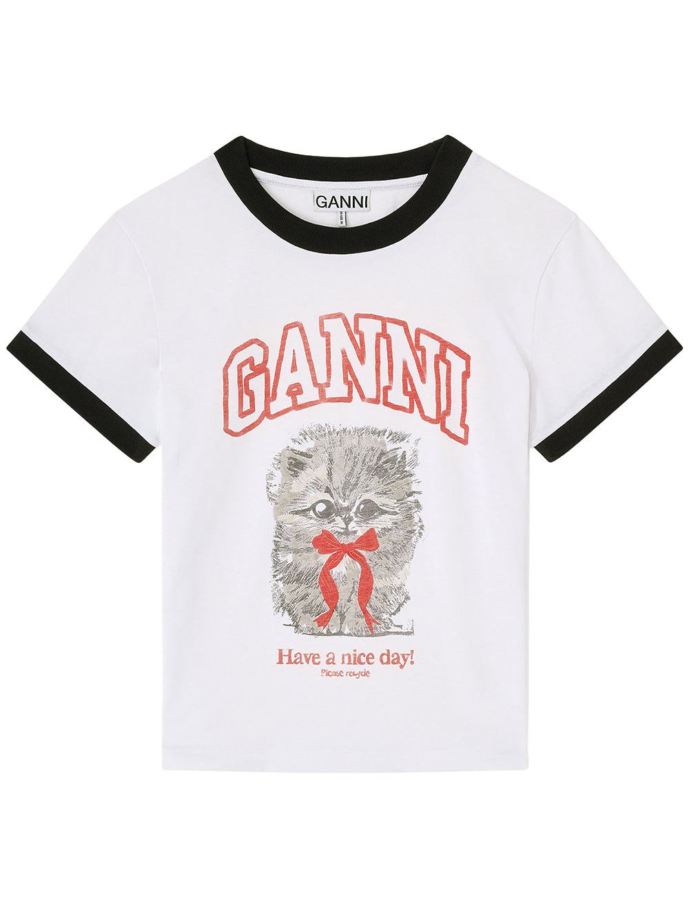 GANNI-BASIC COTTON JERSEY MARGOT KITTY PRINT-A1050030 BRIGHT WHITE 151