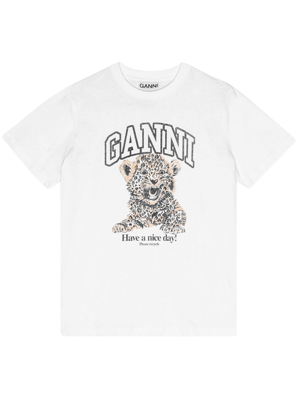 GANNI-BASIC JERSEY LEOPARD RELAXED T-SHIRT-T4124 LEOPARD 943