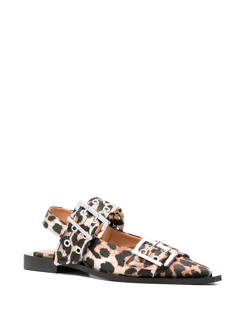 GANNI-FEMININE BUCKLE BALLERINA SATIN-S2947 943 LEOPARD