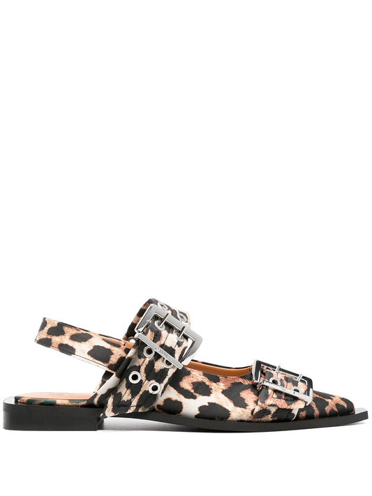 GANNI-FEMININE BUCKLE BALLERINA SATIN-S2947 943 LEOPARD