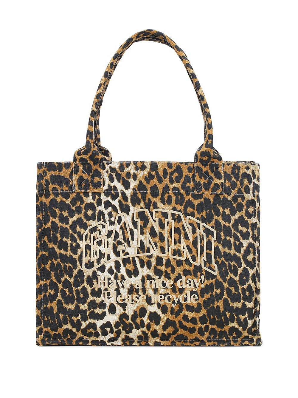 GANNI-LARGE EASY SHOPPER POCKET PRINT-A7179 LEOPARD 943