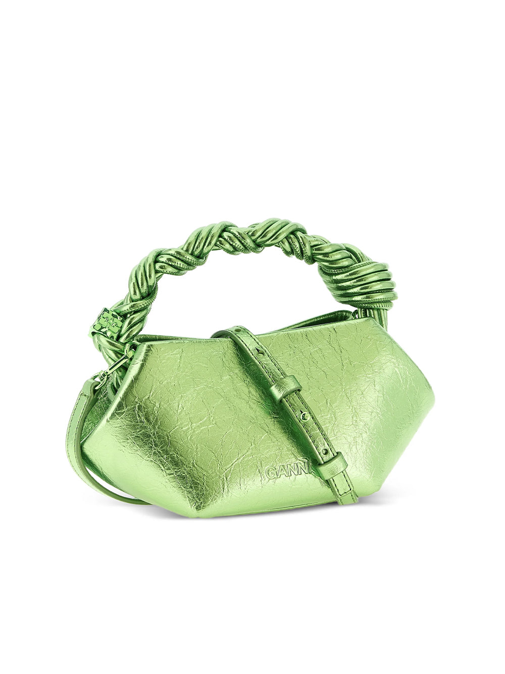 GANNI-METALLIC MINI BOU BAG CRUSHED-B2100030 GREENERY ZZZ