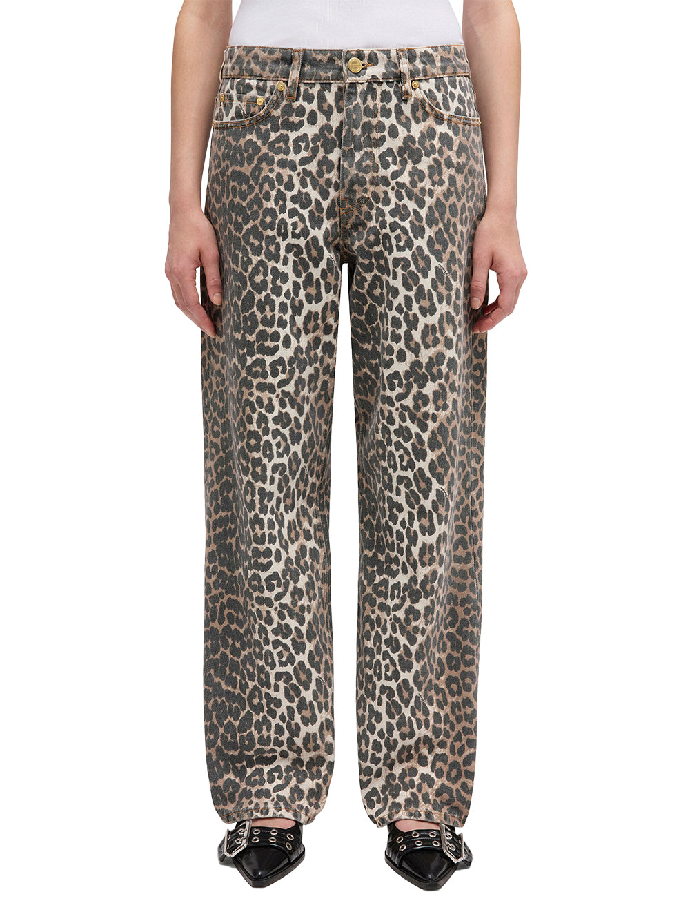 GANNI-PRINT DENIM IZEY-J1527 LEOPARD 943