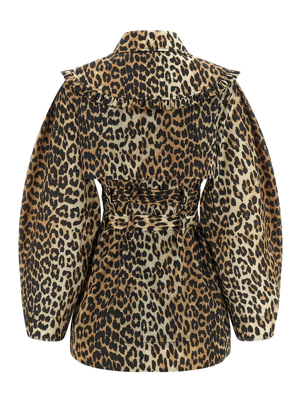 GANNI-PRINT DUCHESSE NYLON SHORT TRENCH-A1010074 ALMOND MILK 859